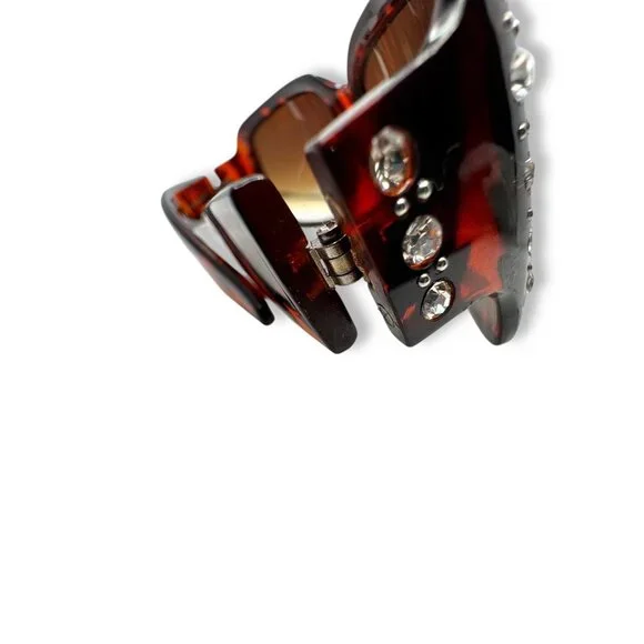 Foster Grant Womens Tortoise Shell Sunglasses Rhinestone Accent Gradient Lenses - Picture 10 of 13